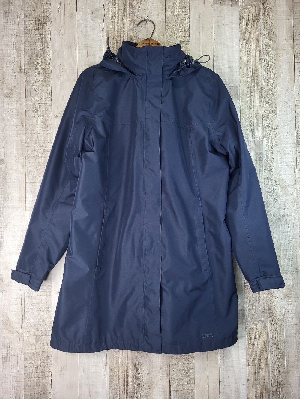 Helly Hansen Helly Tech Navy Hooded Trench Coat. Ladies Size Large.